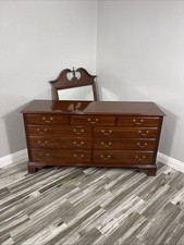 Ethan Allen Cherry Georgian/Chippendale Dresser 11-5403 W/ Mirror