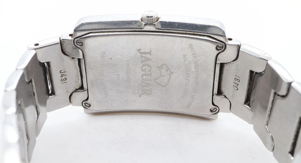 Vintage Jaguar Luxury Navy Dial Womens Tank Wristwatch - image 4 of 4