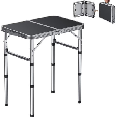 Klappbarer Campingtisch 3 höhenverstellbar 58x40cm tragbar Aluminium - Aluminium