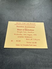 Hamilton Accies V Hearts Skol Cup 3R 28th Aug 1991&hellip;Match Ticket