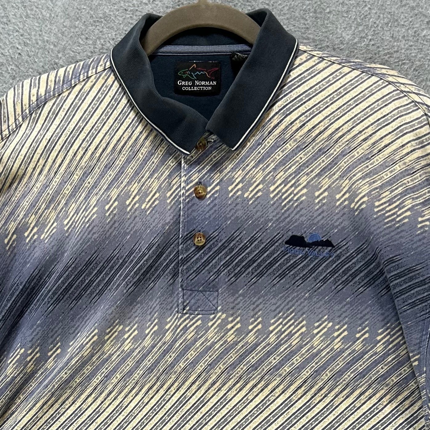 Vintage Greg Norman Polo Shirt Mens XL Blue Moon Valley Golf Dadcore 90