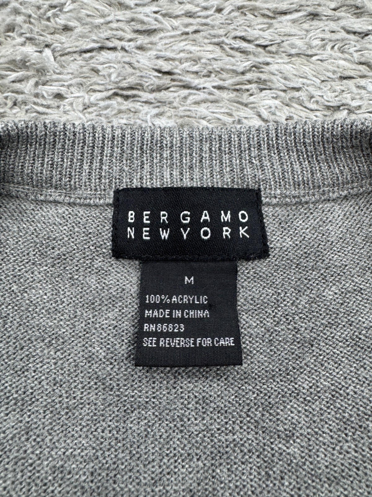 Bergamo New York Sweater Men Medium Gray Houndstooth Embossed Ribbed Golf Vest