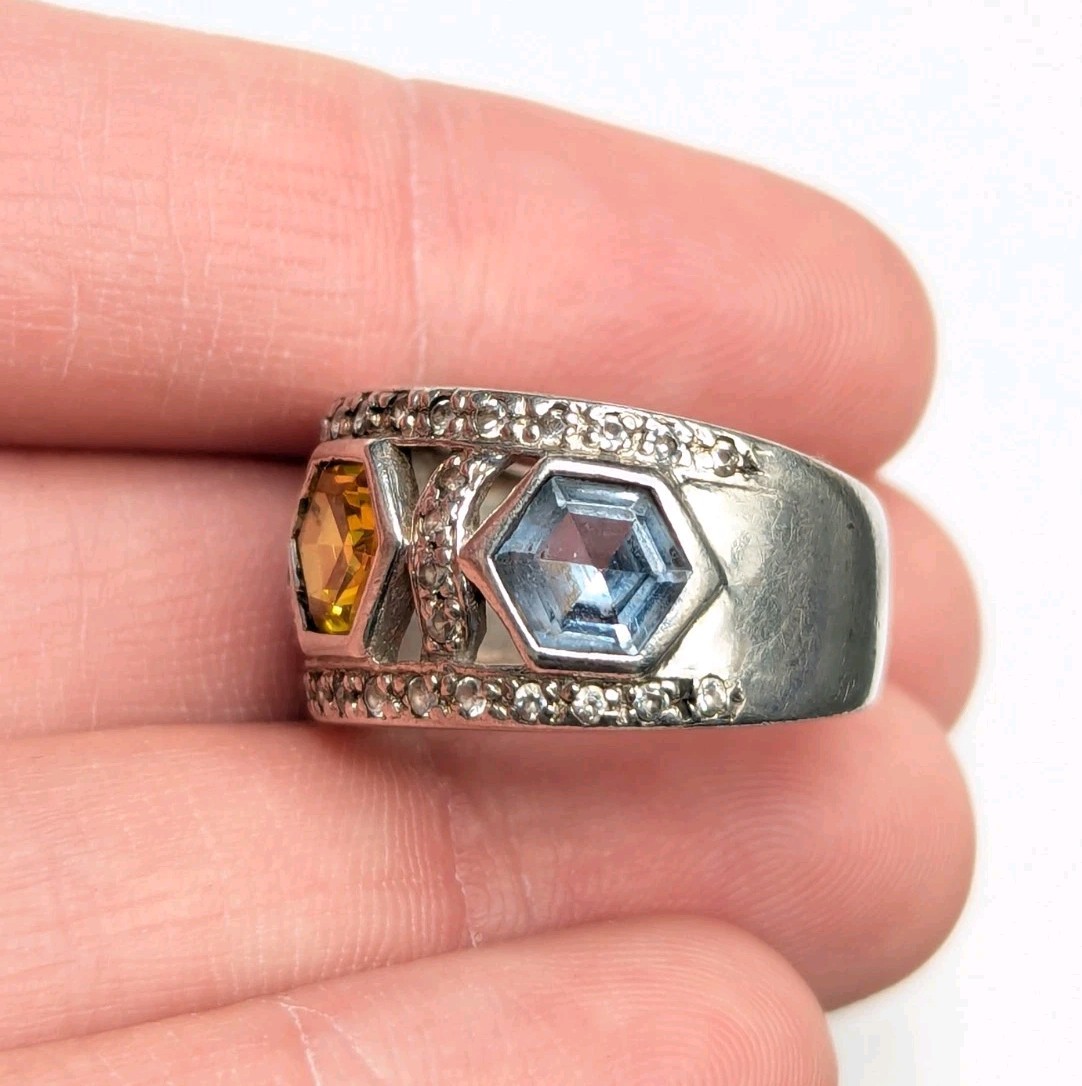 Sterling Silver Hexagonal Geometric Multi Color S… - image 10
