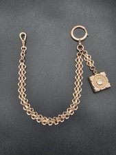 Antique Belle Époque HW Gold Filled Pocket Watch Chain Shield Fob France c1920s