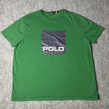 Polo Ralph Lauren T Shirt Men’s XL Green Box Logo Short Sleeve Cotton One Side