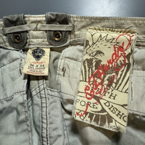 Ed Hardy Cargo Pants Vintage Death Glory Military Wide Leg Baggy 36x34 (38x33) - Picture 11 of 18