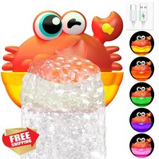Light Up Crab Bubble Maker Bath Toy Kids Ages 1-3 Colorful Light Gift