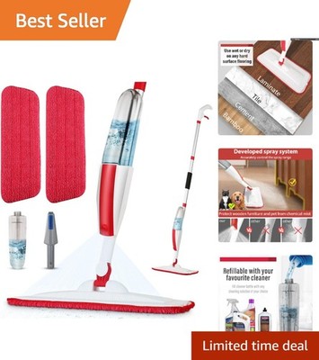 Multi-Surface Wet Spray Mop: Refillable Bottle & Washable Pads for Clean Floors