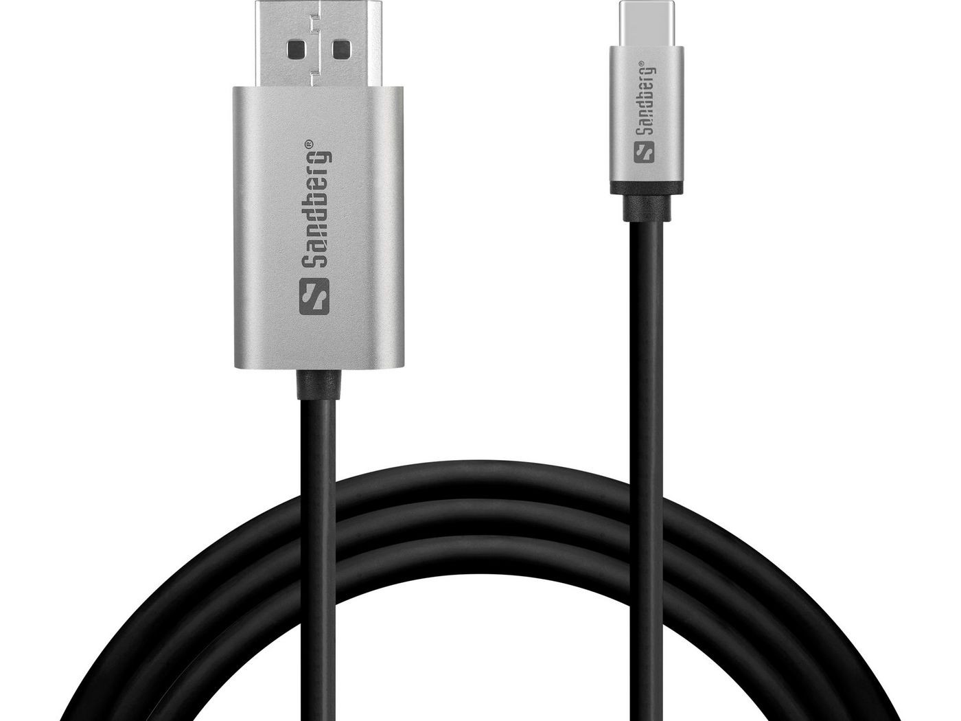 Sandberg DisplayPort – USB C (2 m), Videokabel, Schwarz, Grau - Bild 2