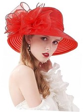 Z X Organza Church Wedding Tea Party Derby Hats for Women 06c Red Fascinator