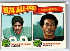 Topps Football #221 1975 Willie Buchanon Lemar Parrish All-Pro Cornerbacks en muy buena condición