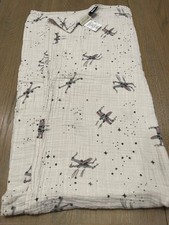 Pottery Barn Kids Star Wars Muslin Blanket Gray Organic Cotton X-Wing Fighter