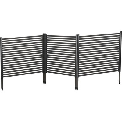 3-Panel No-Dig Metal Fence 48'' High, Rustproof Privacy Screen for Patio & Pool