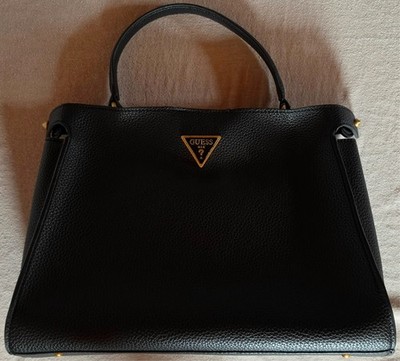 GUESS Handtasche Damen Schwarz Gold Top Handle Satchel Schulterriemen