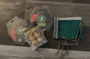 Prince Table Tennis Lot. Two Paddles, One Net With Brackets And 6 Balls. New