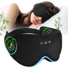 Sleep Mask Headphones with Bluetooth,3D Blackout Bamboo Cotton Eye Mask for S...