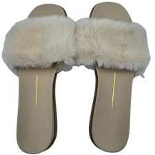 Dolce Vita Womans size 9 Georga Faux Fur Slide Sandal in Cream Slip On Round Toe