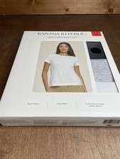 Banana Republic Women's 3-Pack Classic Crew T-Shirt White/Black/Gray Size Medium