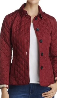 Authentic Burbbery Brit Ashurst  Quilted Jacket deep Red Medium  Nova Check  M