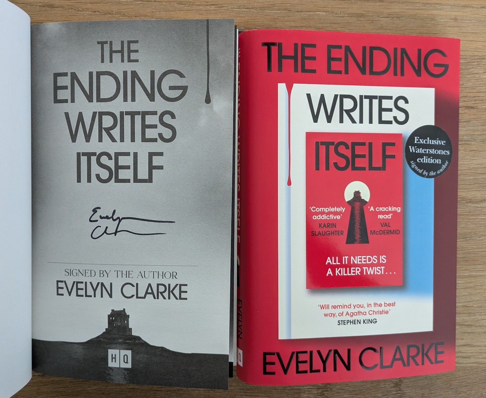 V E SCHWAB & CAT CLARKE AS EVELYN CLARKE SIGNED THE ENDING WRITES ITSELF NEW
