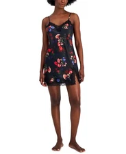 NWT I.N.C. International Concepts Chemise Sz XL Black Midnight Garden Floral 