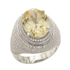 925 Silver 7.00 CT Oval and Round Cut Citrine Double Halo Engagement Ring Size 8