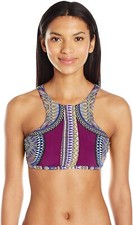 Red Carter 170269 Womens High Neck Bikini Top Swimwear Plum Multi Size Small