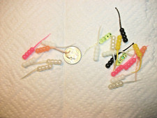 100-1 3/8"-CRAPPIE-grubs-jig-50 glow-50 no glow-mix-scent-wax worms-maggot-larva