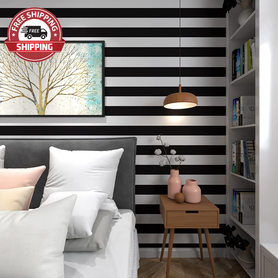 Black and White Wallpaper Peel and Stick Wallpaper for Bedroom Stripe