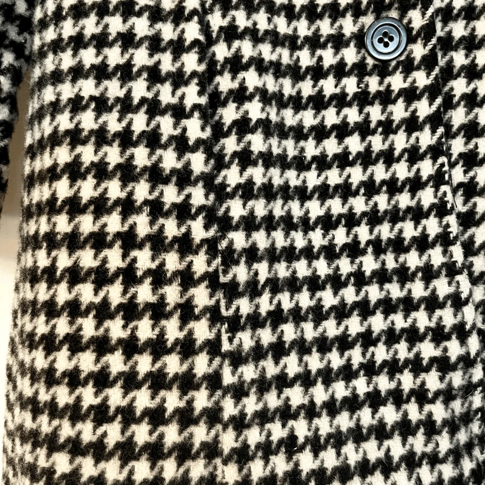 KC Collections Junior’s Large Houndstooth Black White Peacoat Faux Fur Collar - Image 3 of 4