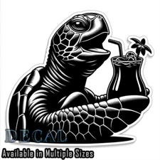 Sea Turtle Beach Coctail Vinyl Decal Sticker Indoor Outdoor 4 Sizes