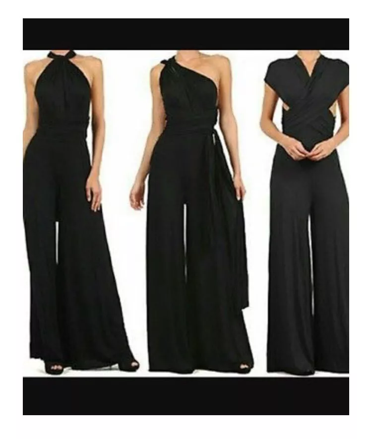 Womens Black Wedding CONVERTIBLE Jumpsuit Romper Summer Palazzo Formal /  Casual