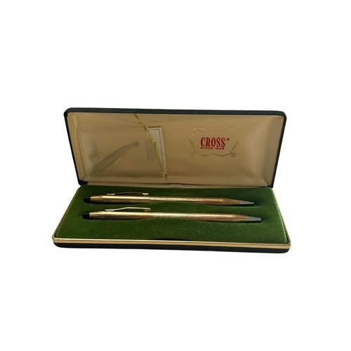 Vintage Cross 10K Gold Pen & Pencil Set w/ Case - Engraved - Pen Not Working