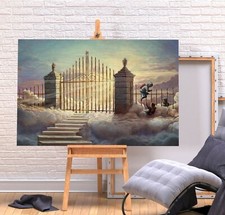BANKSY GHETTO HEAVEN KIDS - DEEP FRAMED CANVAS WALL ART GRAFFITI  PRINT-CREAM