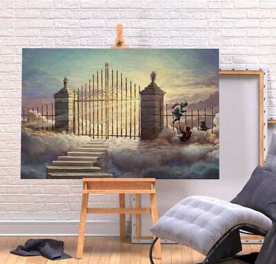 BANKSY GHETTO HEAVEN KIDS - TIEF GERAHMTE LEINWANDKUNST GRAFFITI DRUCK-CREME
