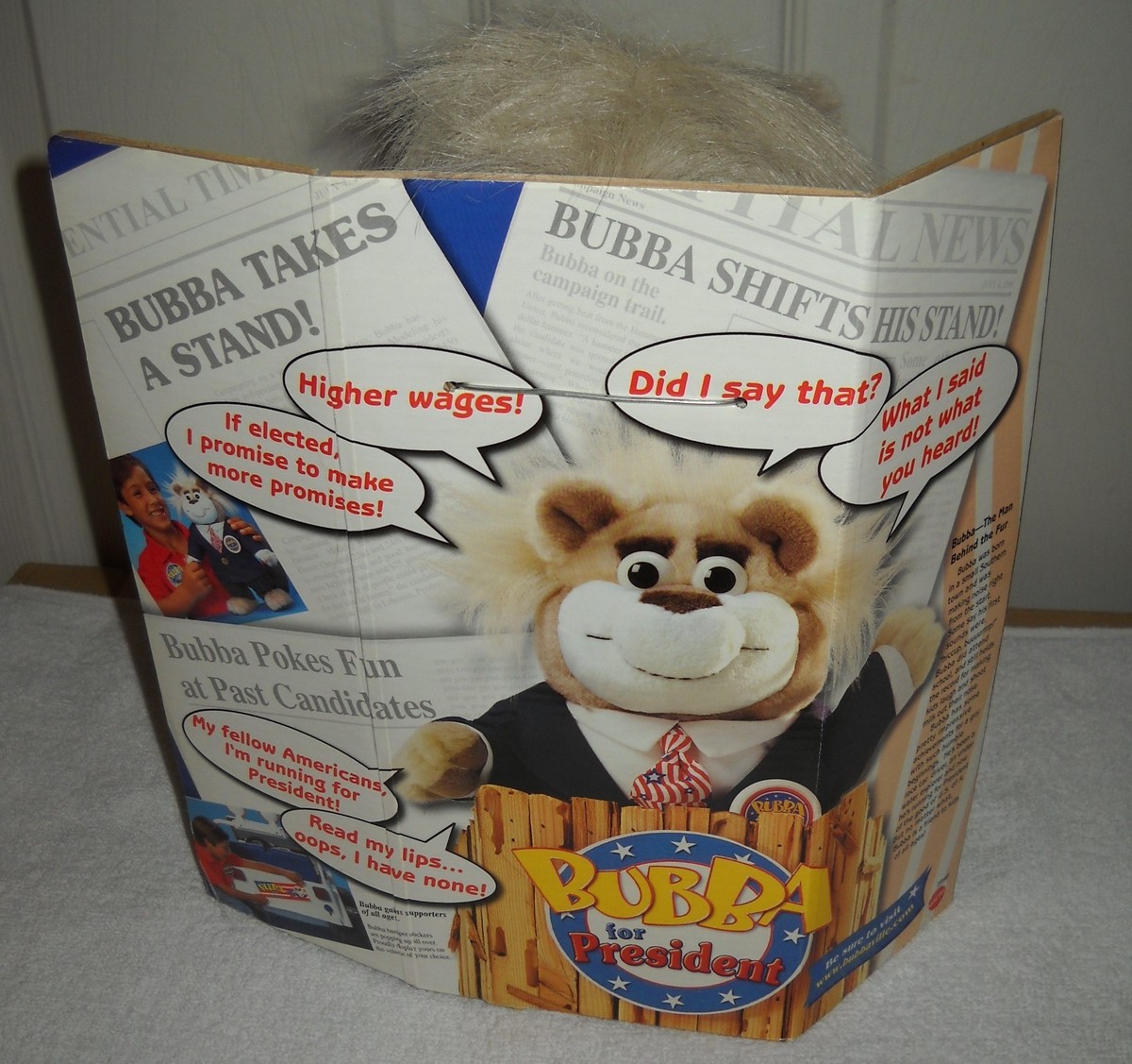 10062 NIB Vintage Mattel 2000 Talking Bubba for President Plush