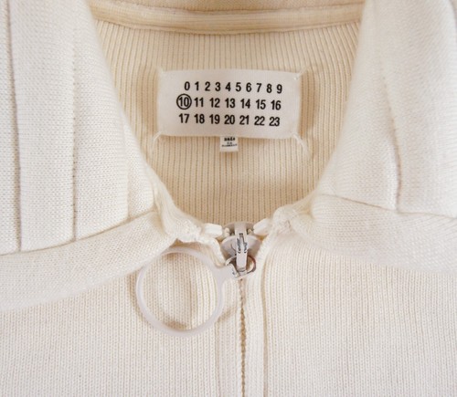 Maison Margiela Jacket Mens Small Cream Ribbed Knit Full Zip Luxury Adult FLAWS* - Picture 3 of 19