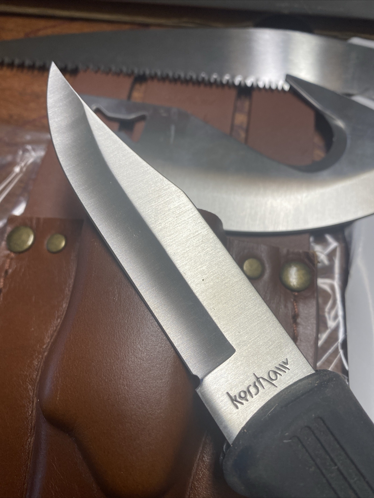 Kershaw Kai 1098AK Multi Blade Trader Hunting KnifeGut HookSaw/LeatherSheath eBay
