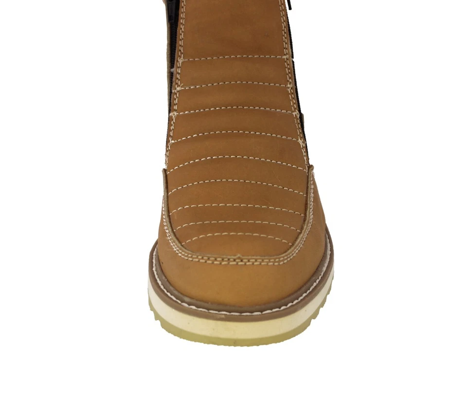 Botas de Trabajo Para Hombres Marrón Miel Cuero Antideslizantes Amortiguadores Bota Hombre Trabajo Foto 4 de 4