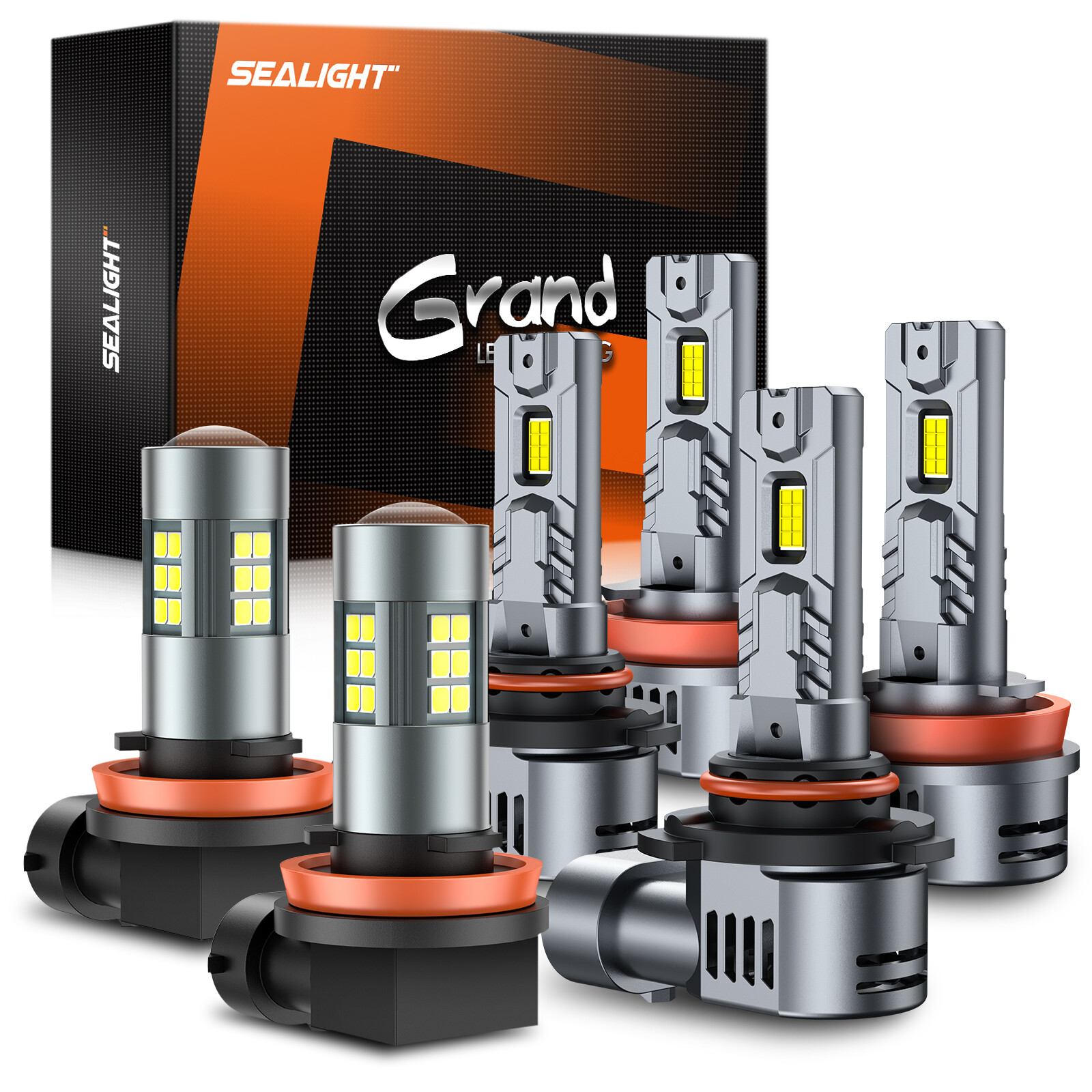 6x SEALIGHT 9005/HB3 H11/H8/H16 LED Fog Light Bulbs Combo for Car Trucks SUV US