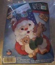 Design World Felt Christmas Stocking Kit "Santa with Toys" Finishes 18" Teddy