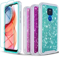 For Motorola Moto G Play 2021 Case Phone Cover Diamond+ Tempered Glass Protector