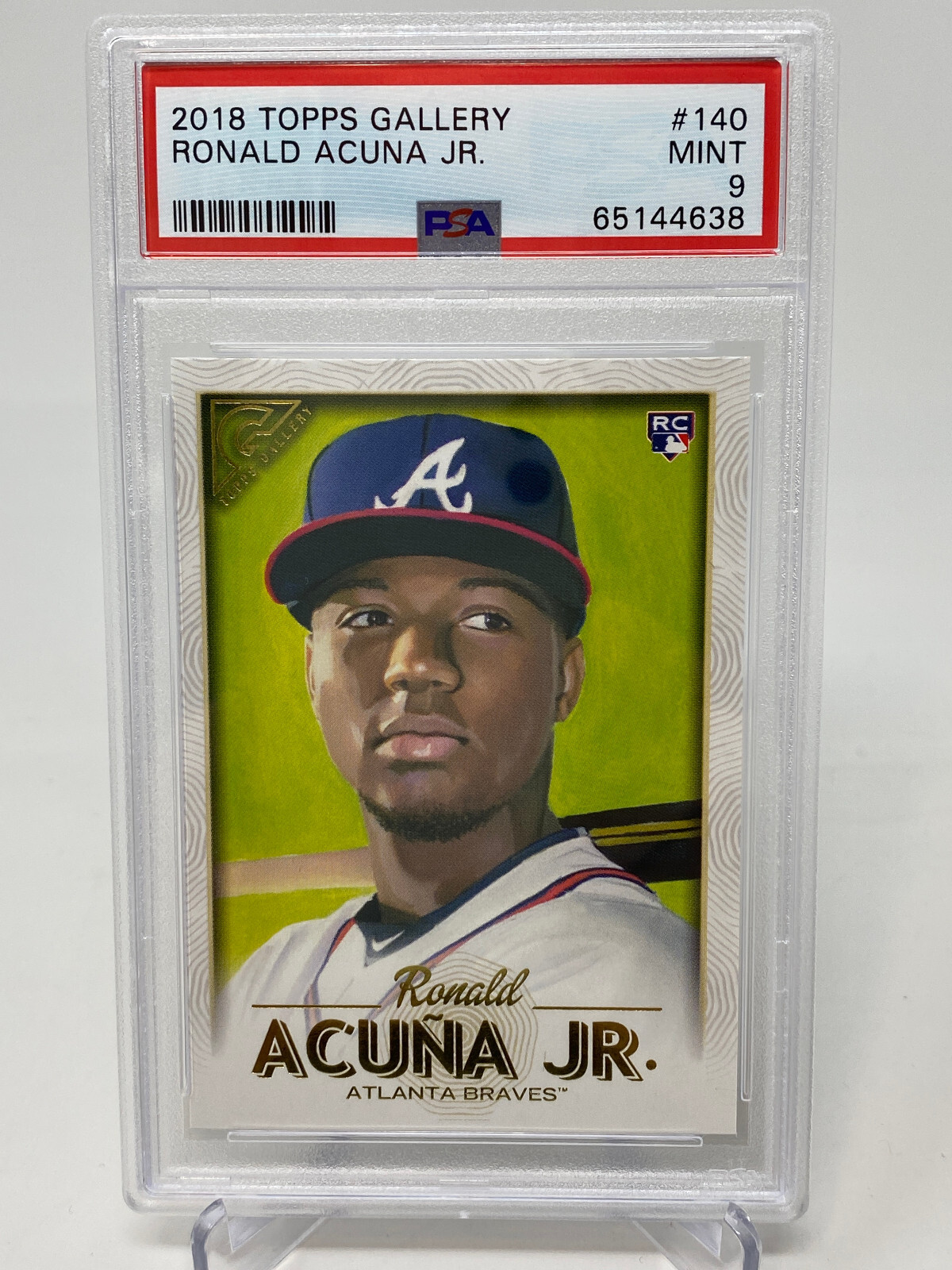 2018 Topps Gallery #140 Ronald Acuna Jr. Rookie Card - PSA 9 view 7