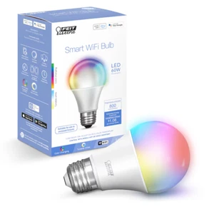 FEIT ELECTRIC 60W RGBW A19 WiFi Smart LED Bulb - Pack of 1 - Brand New in Box