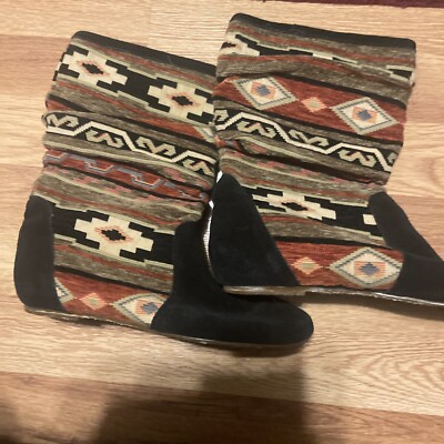 ZODIAC USA Original TEXI Suede & Fabric Upper Boho Boots Women's Size 6 M