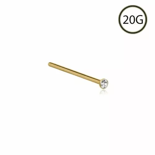 24K Gold Nose Stud Ring Straight 1.5mm 20 Gauge Bezel eBay