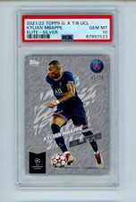 2021-22 Kylian Mbappe Topps x Tyson Beck Elite Silver PSG Card 11/25 PSA 10 GEM