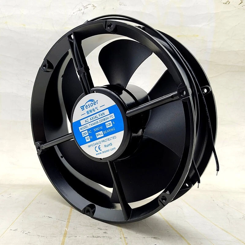 1 pcs TESOER Fan TXA60S-220B2H-TC AC 230V 0.28A 22060 22CM 2 wire Cabinet fan - Image 2 of 3