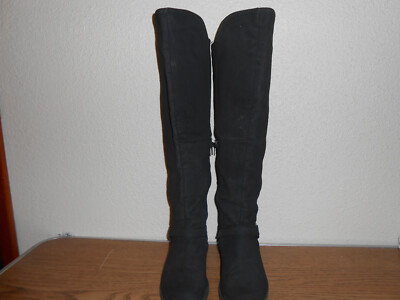 Massini Black Over the Knee Low Heel Boots 7M