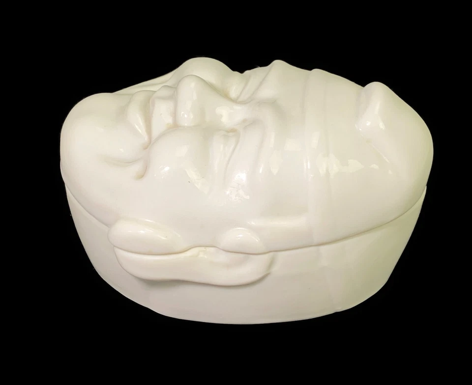 Máscara Arte Facial Baratija Feliz Paz Hombre Buda Asiático Porcelana Blanco 2 Piezas Foto 3 de 4